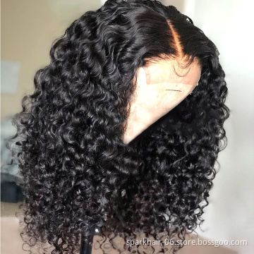 Wholesale Curly Wave Short Bob Wigs Human Hair Transparent Lace Closure Wig Raw Virgin Remy Hair Lace Wigs For Black Women